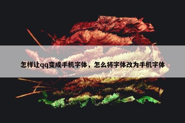 怎样让qq变成手机字体，怎么将字体改为手机字体