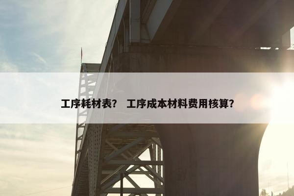 工序耗材表？ 工序成本材料费用核算？