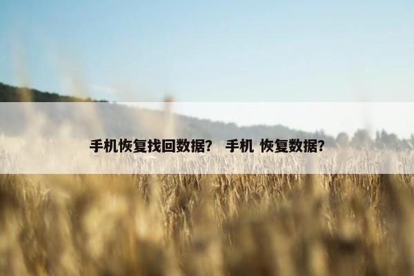 手机恢复找回数据？ 手机 恢复数据？
