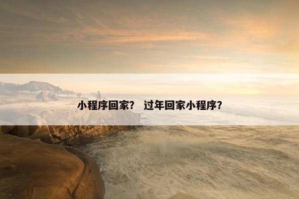 小程序回家？ 过年回家小程序？