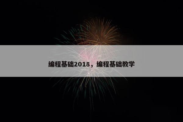 编程基础2018，编程基础教学