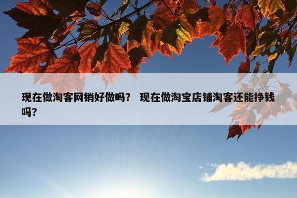 现在做淘客网销好做吗？ 现在做淘宝店铺淘客还能挣钱吗？