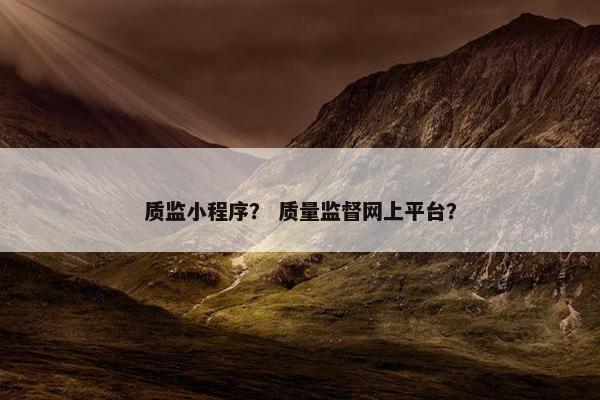 质监小程序？ 质量监督网上平台？