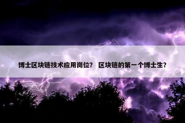 博士区块链技术应用岗位？ 区块链的第一个博士生？