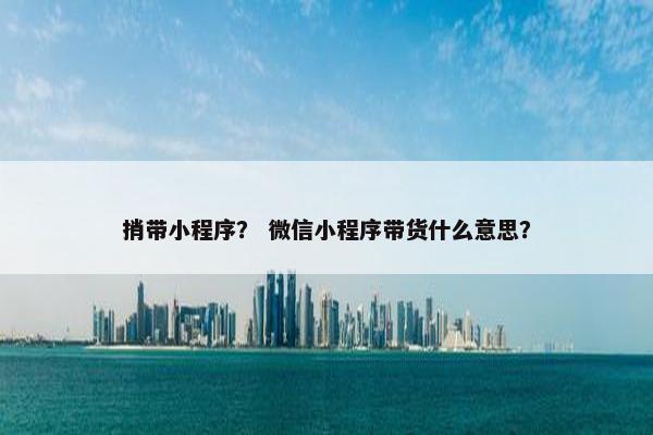 捎带小程序？ 微信小程序带货什么意思？