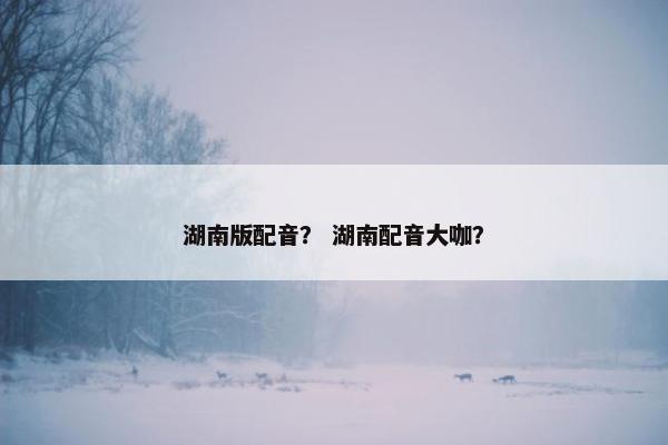 湖南版配音？ 湖南配音大咖？