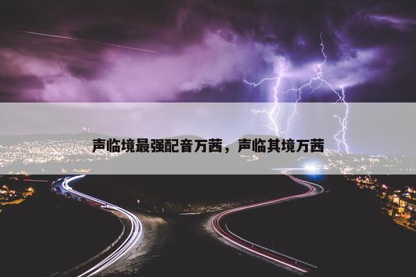 声临境最强配音万茜，声临其境万茜