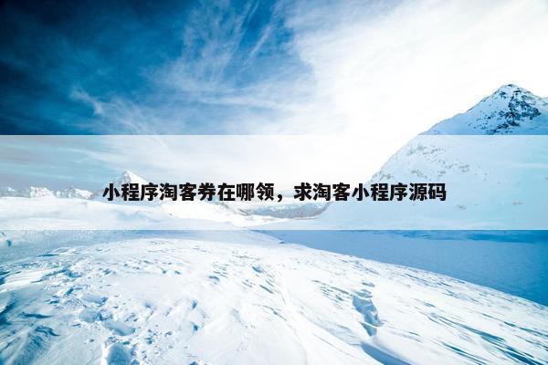 小程序淘客券在哪领，求淘客小程序源码