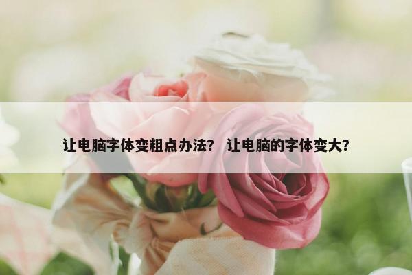 让电脑字体变粗点办法？ 让电脑的字体变大？