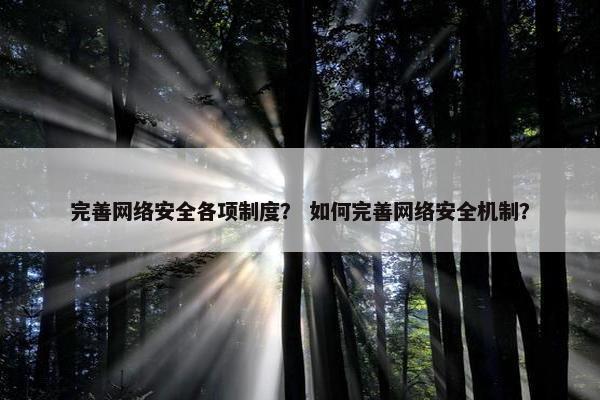 完善网络安全各项制度？ 如何完善网络安全机制？