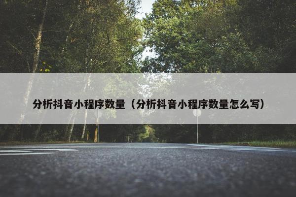 分析抖音小程序数量（分析抖音小程序数量怎么写）