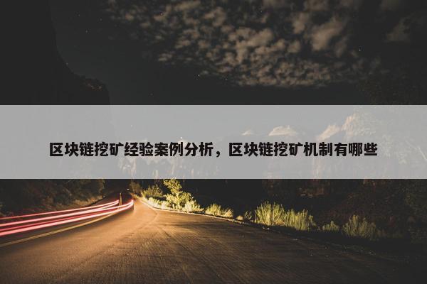 区块链挖矿经验案例分析，区块链挖矿机制有哪些