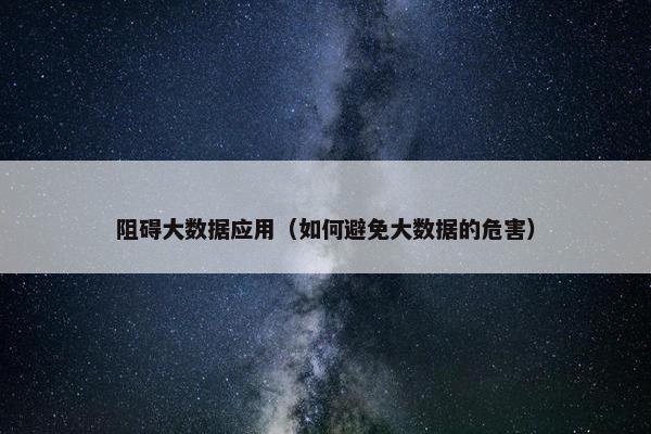 阻碍大数据应用（如何避免大数据的危害）