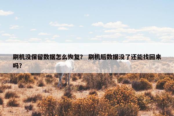 刷机没保留数据怎么恢复？ 刷机后数据没了还能找回来吗？