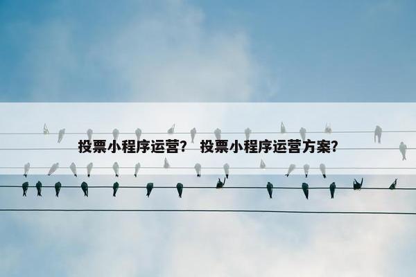 投票小程序运营？ 投票小程序运营方案？